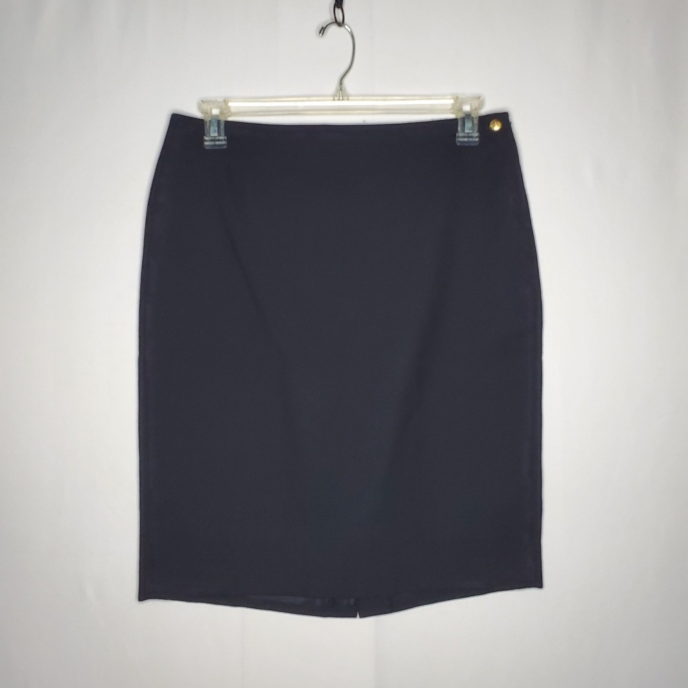 Lauren Ralph Lauren Heritage Skirt 10 Black Wool Gold Button Mini Career Office